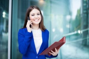 Busy career woman smiling